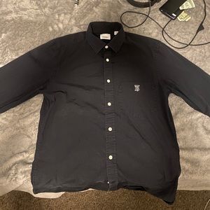Burberry Black Logo Chest Black Long Sleeve Shirt